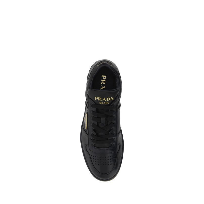 Prada Black Calf Leather Bos Taurus Low Top Sneakers Prada