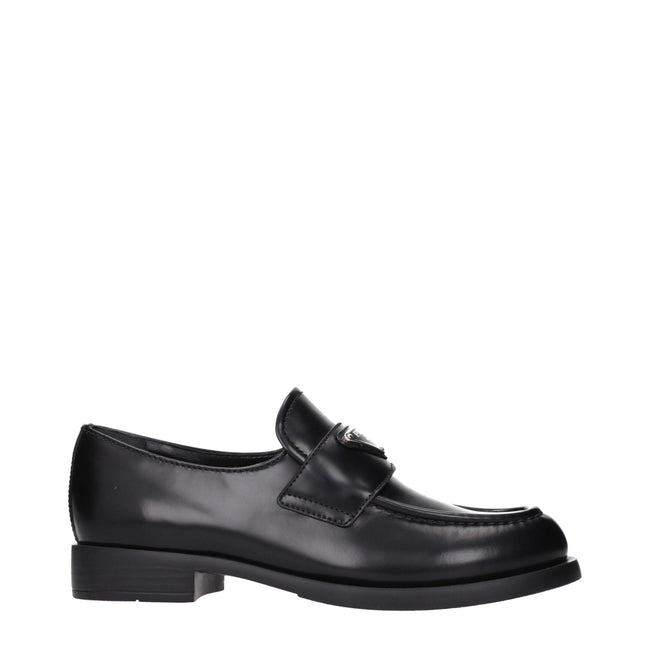 Prada Black Leather Slip-On Loafers Prada