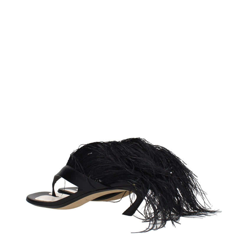 Lanvin Black Leather Flip-Flop Sandals Lanvin