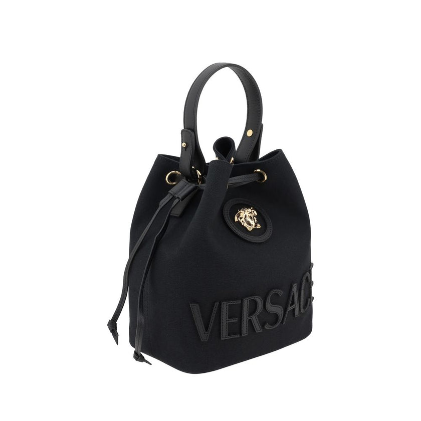Versace Black Fabric Backet Bag Versace
