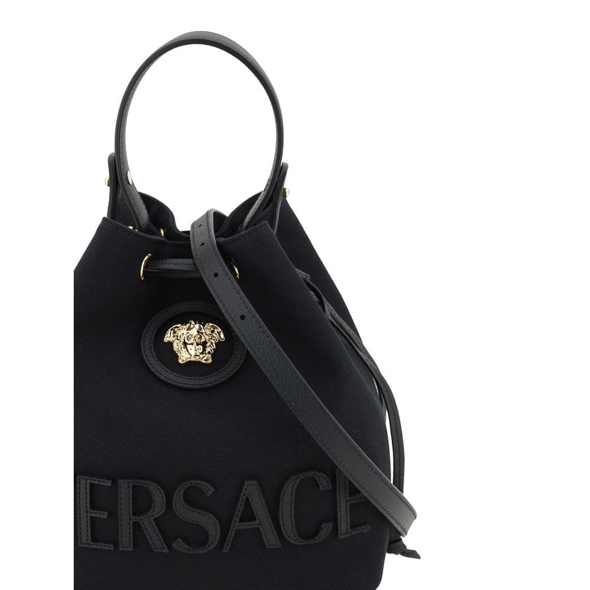 Versace Black Fabric Backet Bag Versace