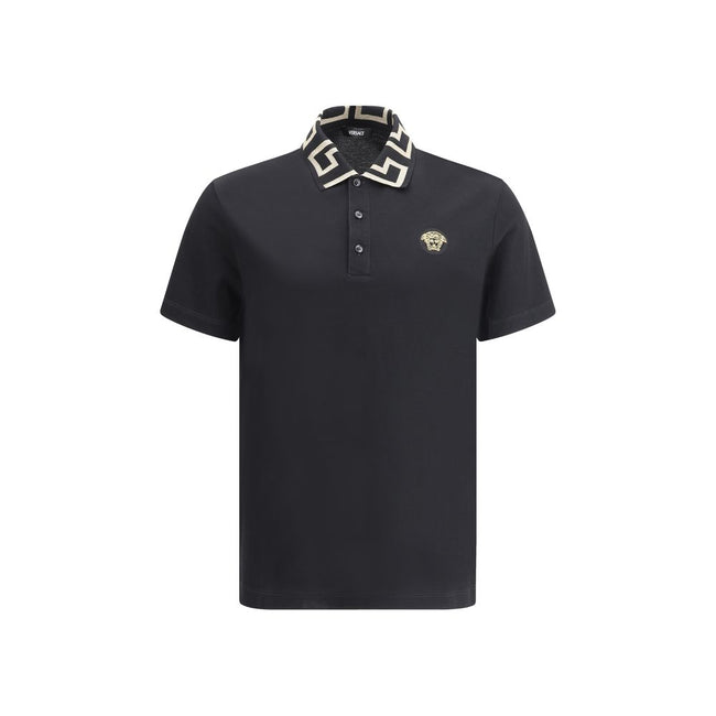 Versace Black Cotton Polo Shirt Versace