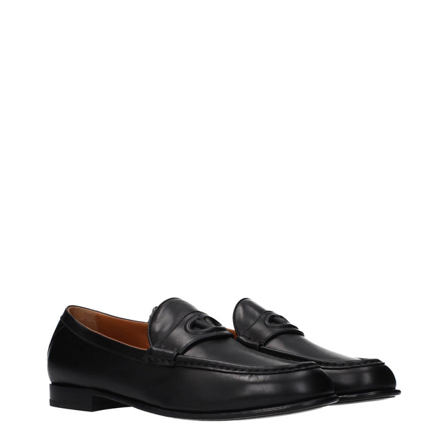 Valentino Garavani Black Leather Slip-On Loafers Valentino Garavani