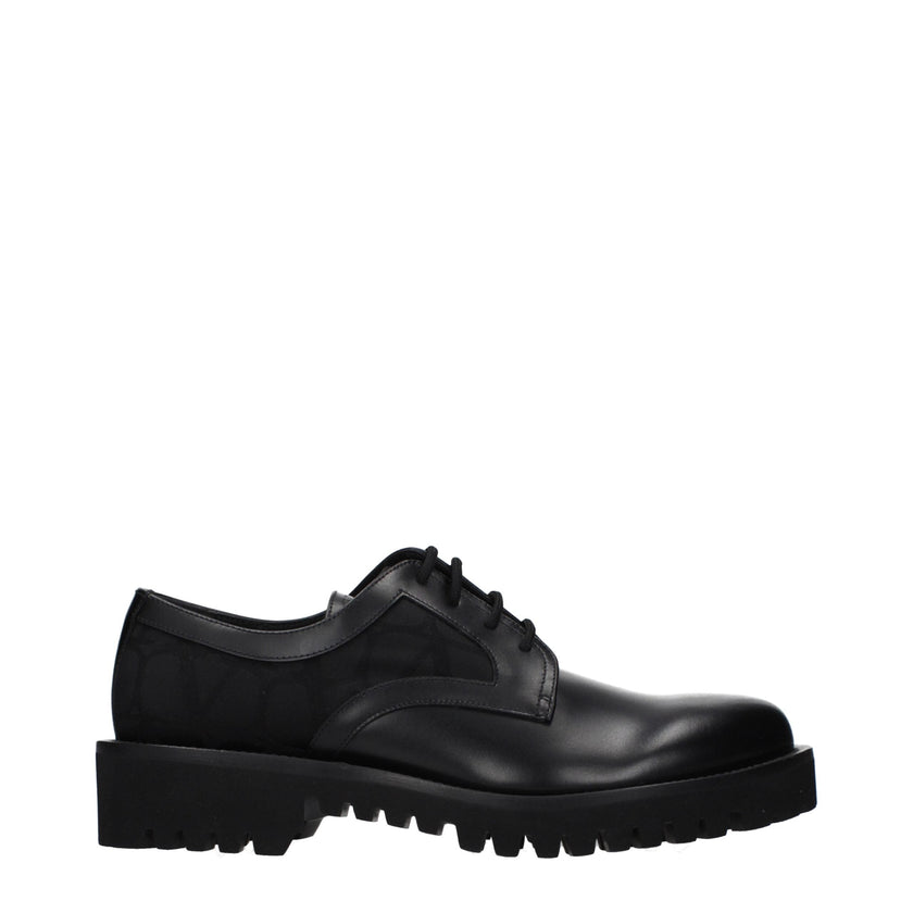 Valentino Garavani Black Leather Oxfords And Derbies Valentino Garavani