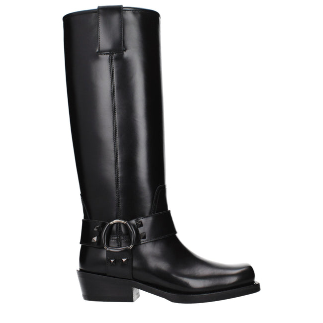 Valentino Garavani Black Leather Boots Valentino Garavani