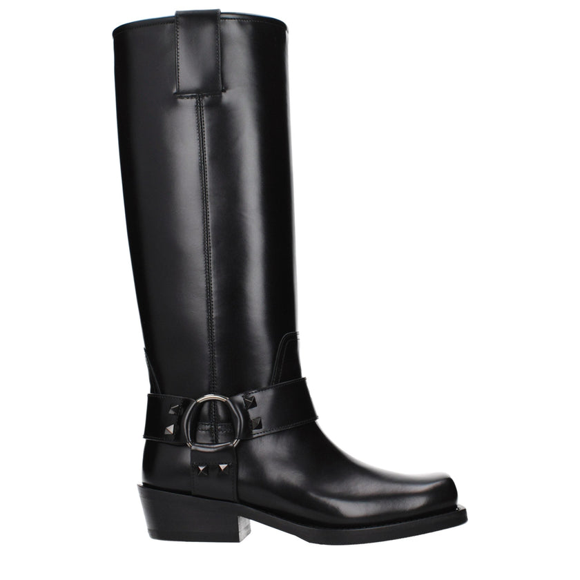Valentino Garavani Black Leather Boots Valentino Garavani
