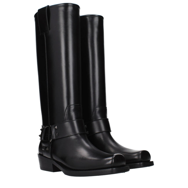 Valentino Garavani Black Leather Boots Valentino Garavani