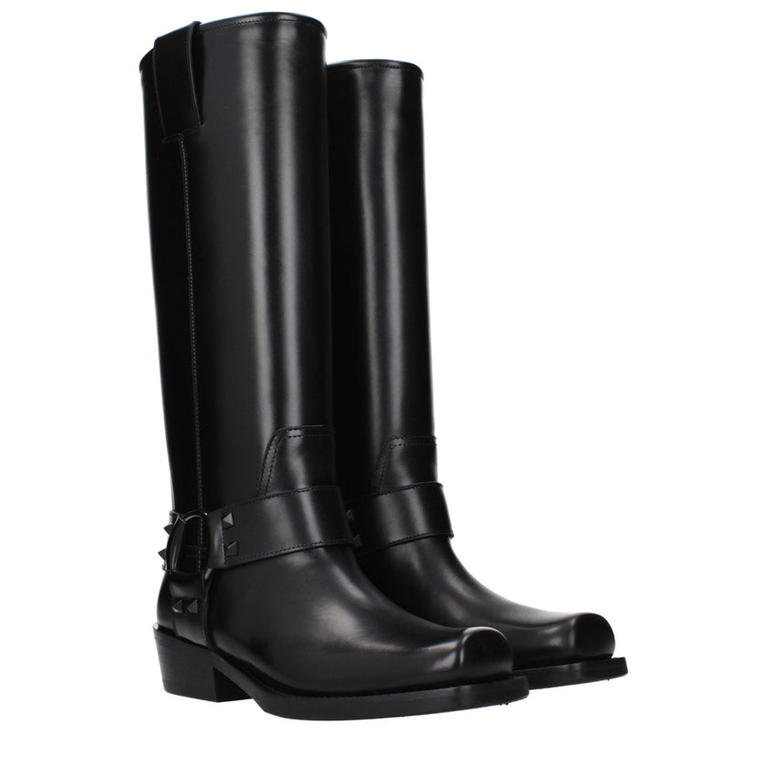 Valentino Garavani Black Leather Boots Valentino Garavani