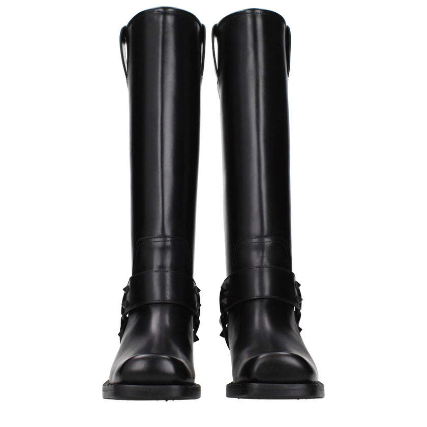 Valentino Garavani Black Leather Boots Valentino Garavani