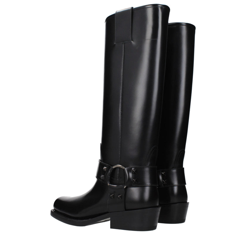 Valentino Garavani Black Leather Boots Valentino Garavani