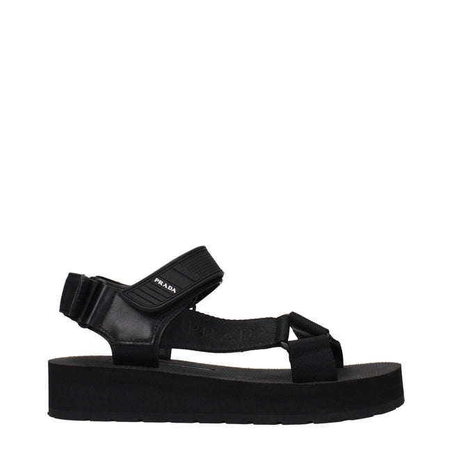 Prada Black Fabric Flat Sandals Prada
