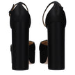 Prada Black Satin Platform Pumps
