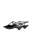 Prada Gray Leather Flat Sandals
