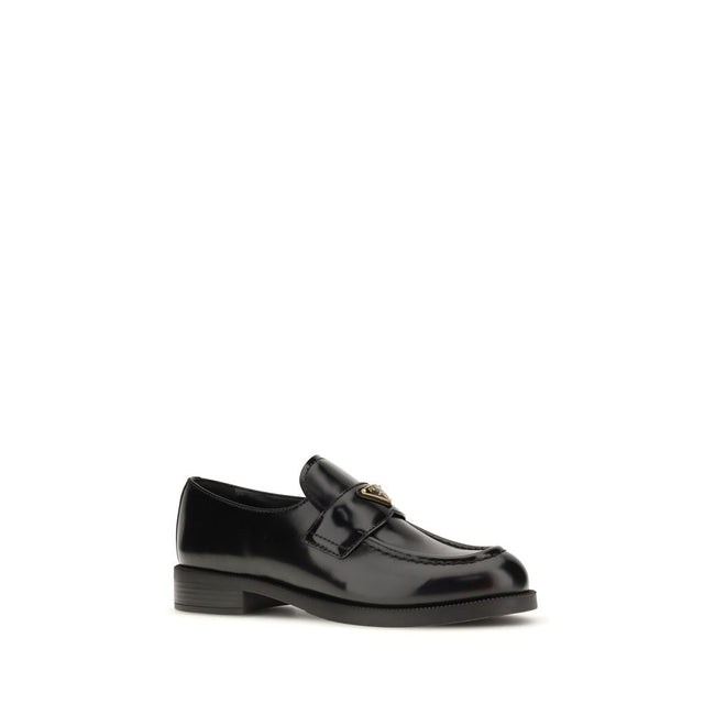 Prada Black Calf Leather Bos Taurus Slip-On Loafers Prada