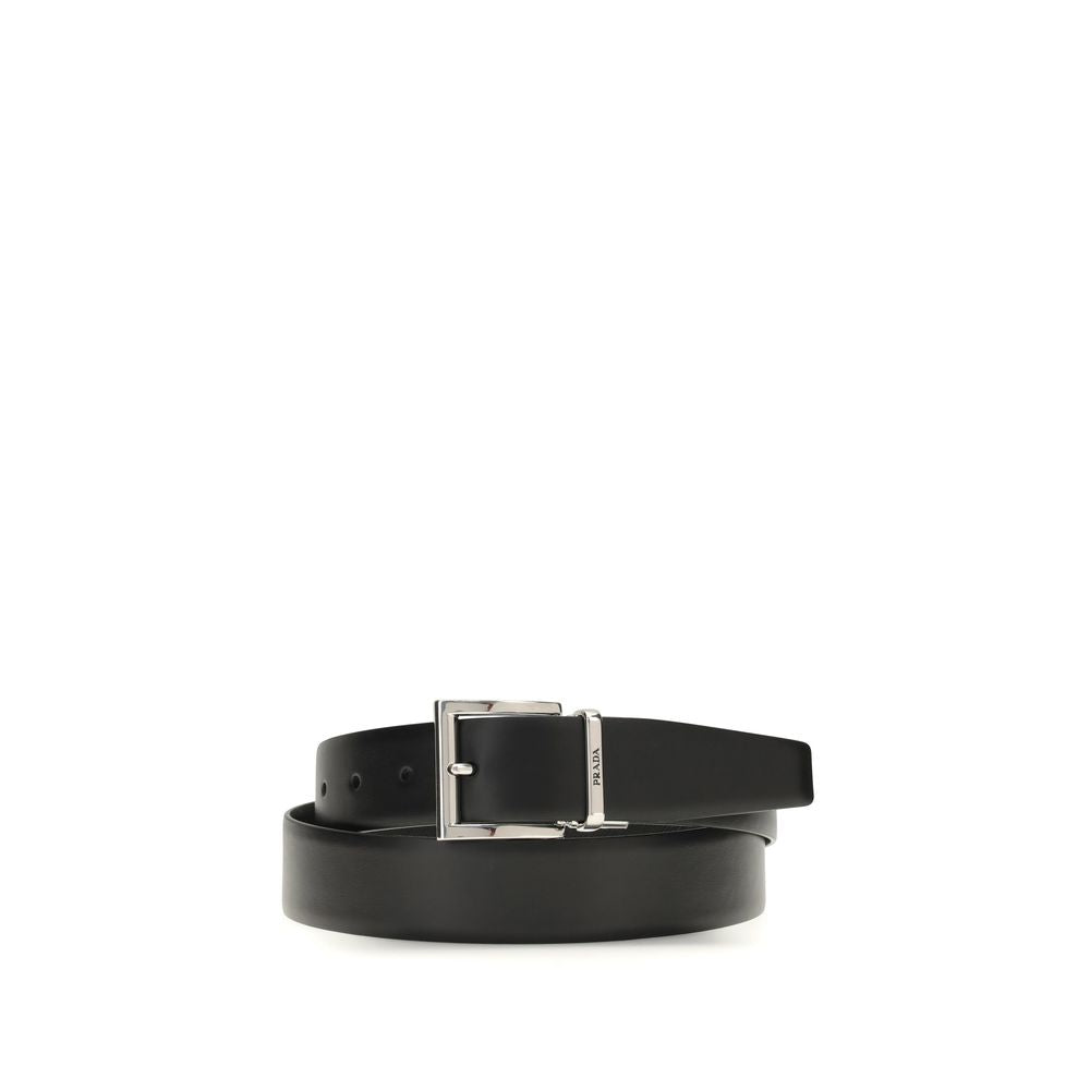 Prada Black Calf Leather Bos Taurus Regular Belt Prada