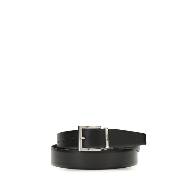 Prada Black Calf Leather Bos Taurus Regular Belt Prada