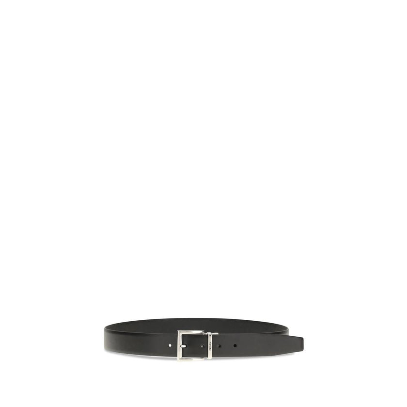 Prada Black Calf Leather Bos Taurus Regular Belt Prada