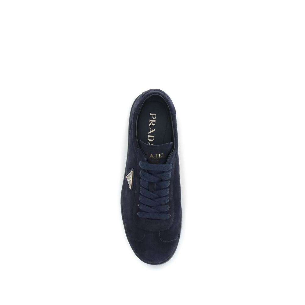 Prada Blue Calf Leather Bos Taurus Low Top Sneakers Prada