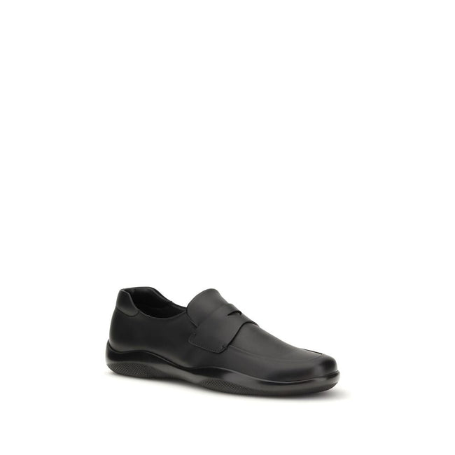 Prada Black Calf Leather Bos Taurus Slip-On Loafers Prada