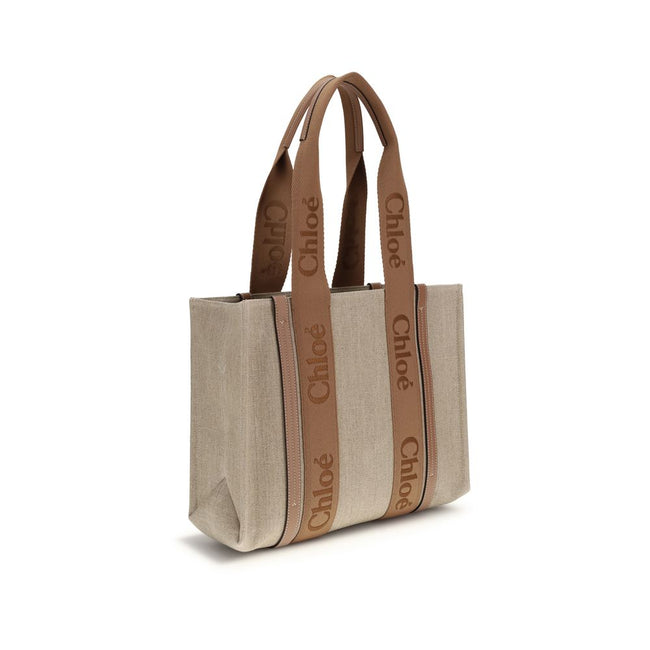 Chloé Beige Linen Shoulder Bag Chloé