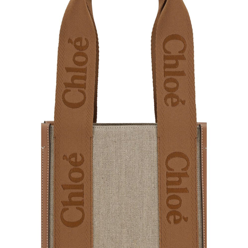 Chloé Beige Linen Shoulder Bag Chloé
