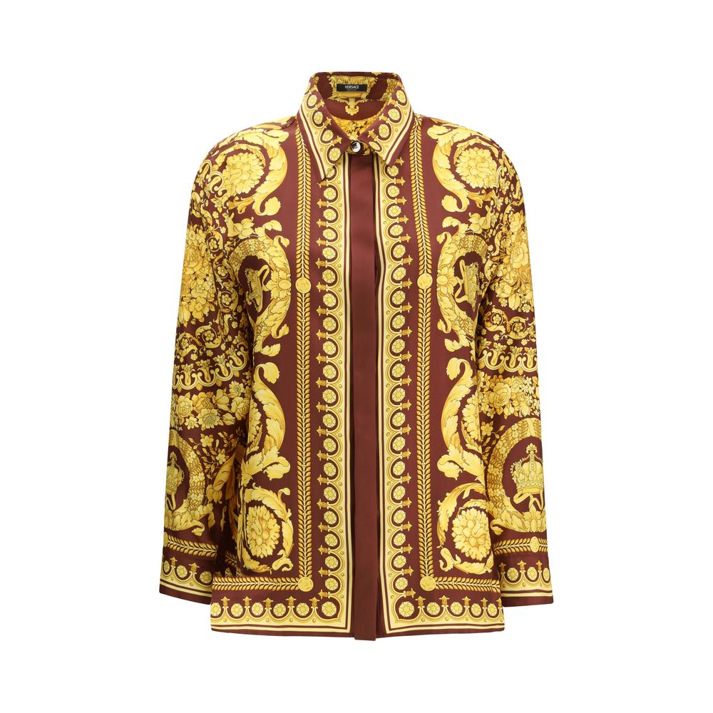 Versace Bordeaux Silk Pattern Shirt Versace