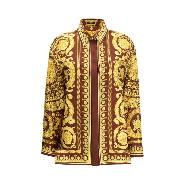 Versace Bordeaux Silk Pattern Shirt Versace