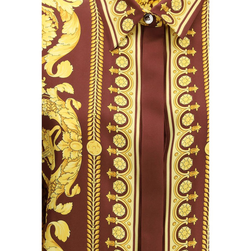 Versace Bordeaux Silk Pattern Shirt Versace