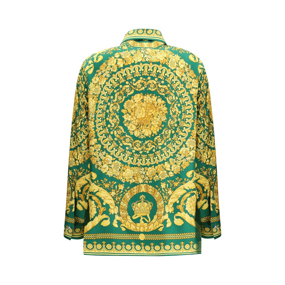 Versace Green Silk Pattern Shirt Versace
