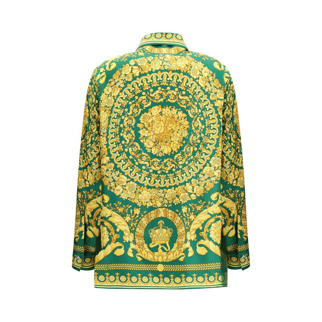 Versace Green Silk Pattern Shirt Versace