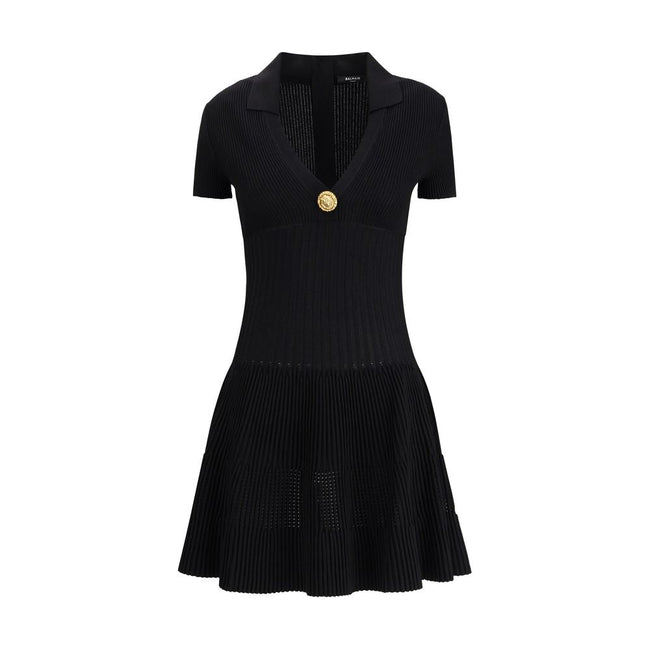 Balmain Black Viscose Casual Dress Balmain
